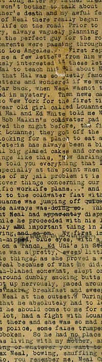 An extract from the manuscript of Jack Kerouac's 